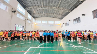 Trường MN Phú Tân tham gia giải bóng chuyền nam, nữ công nhân viên chức - lao động khối trường học TP TDM năm 2024
