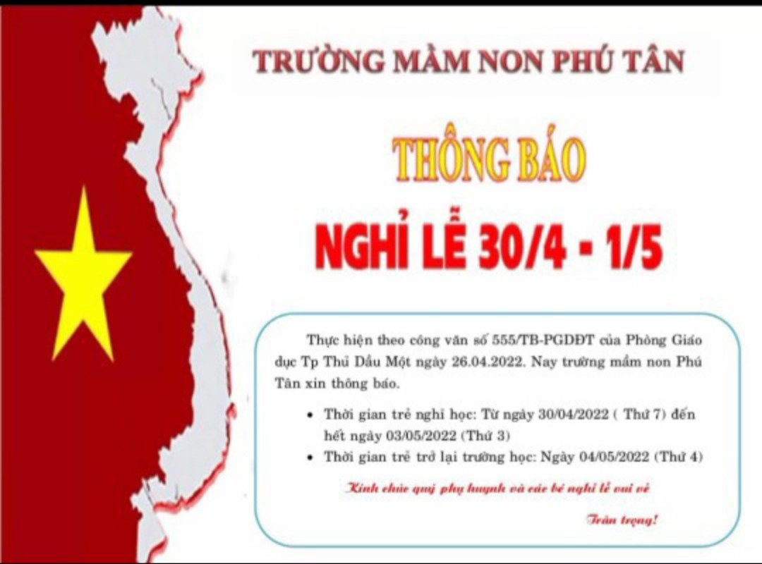 Thông báo: Nghỉ lễ 30/4 - 1/5