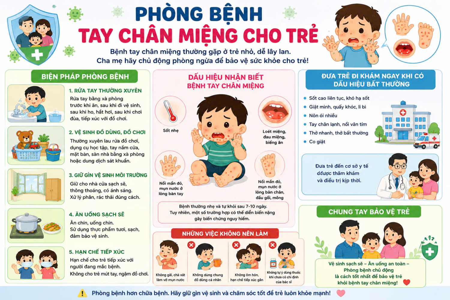 Phòng bệnh Tay Chận Miệng nặng ở trẻ em.